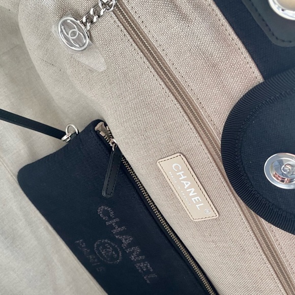 FULL SET - CHANEL Deauville Large Shopping Bag (Black Canvas w/ Silver Hardware) - Picture 16 of 17